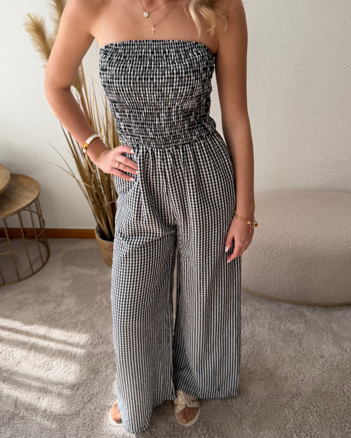 Jumpsuit Vichy Schwarz-Weiß
