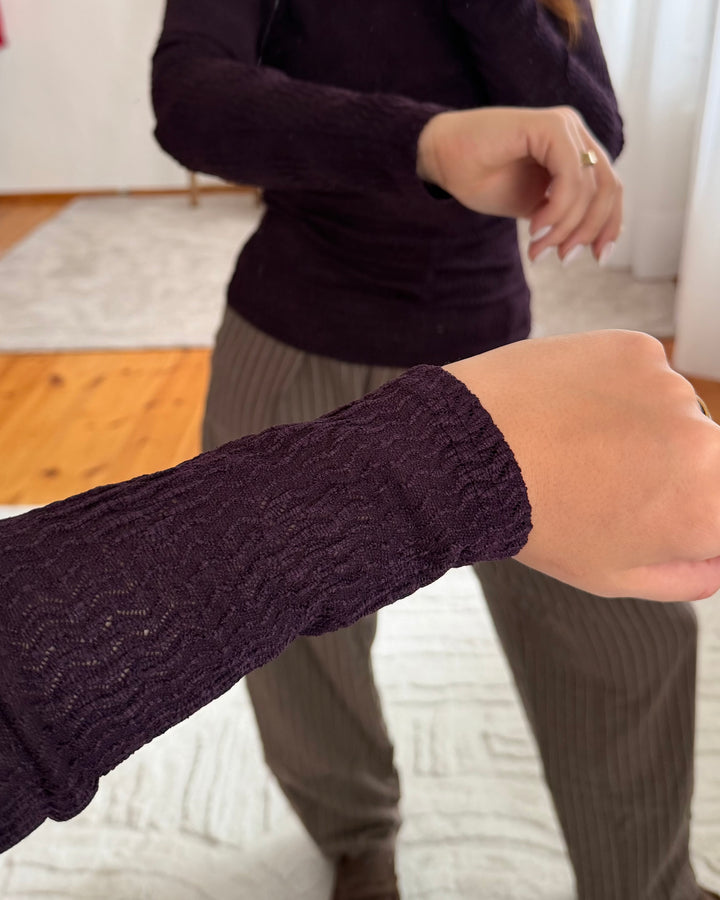 Struktur-Longsleeve mit Stehkragen verschiedene Farben