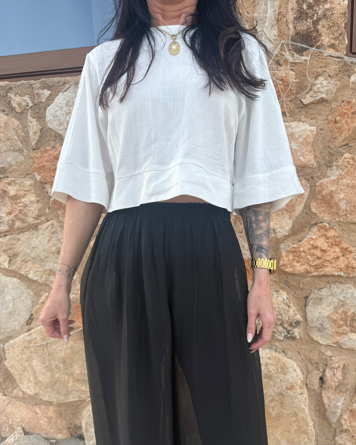 Linen Blend Tie Top