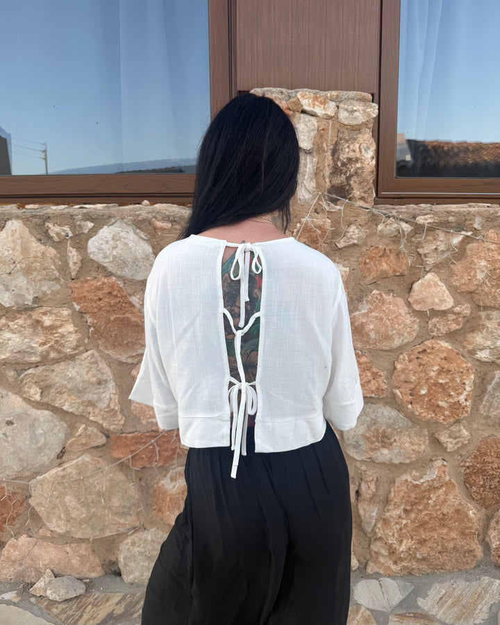 Linen Blend Tie Top