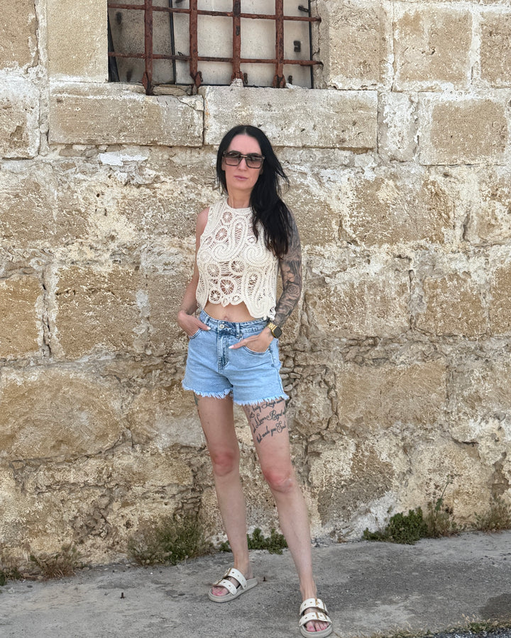 Crochet Crop Top Creme