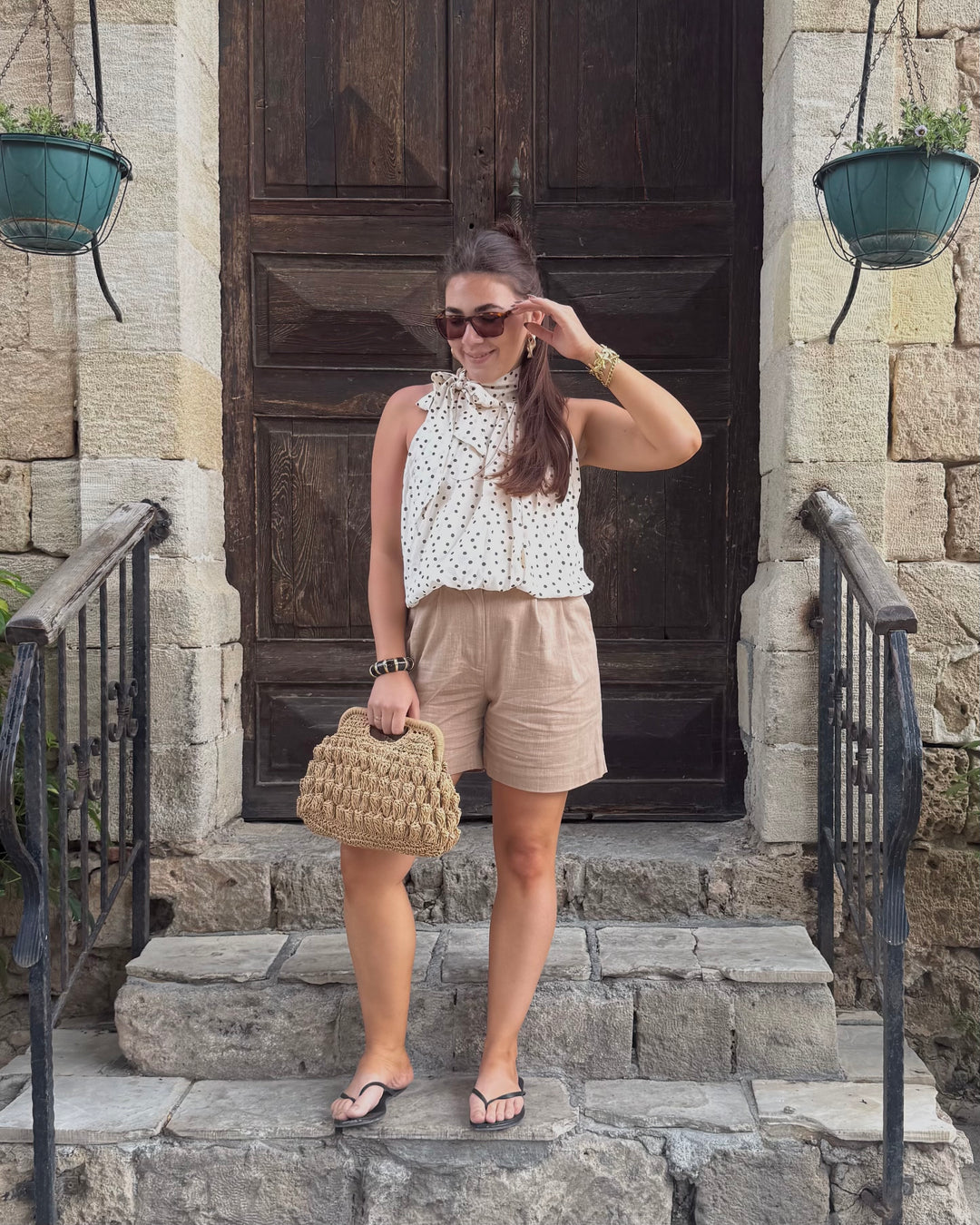 Linen Blend Shorts - Sand