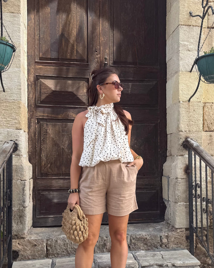 Linen Blend Shorts - Sand