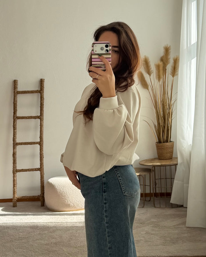 Butterstoff Sweater mit Gummizug