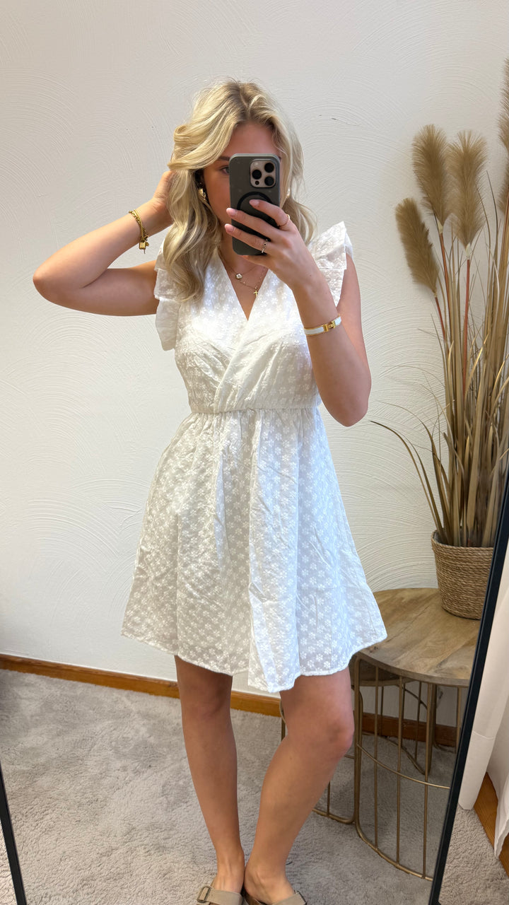 Weißes Blumen Minikleid – Florales Sommerkleid aus Baumwolle