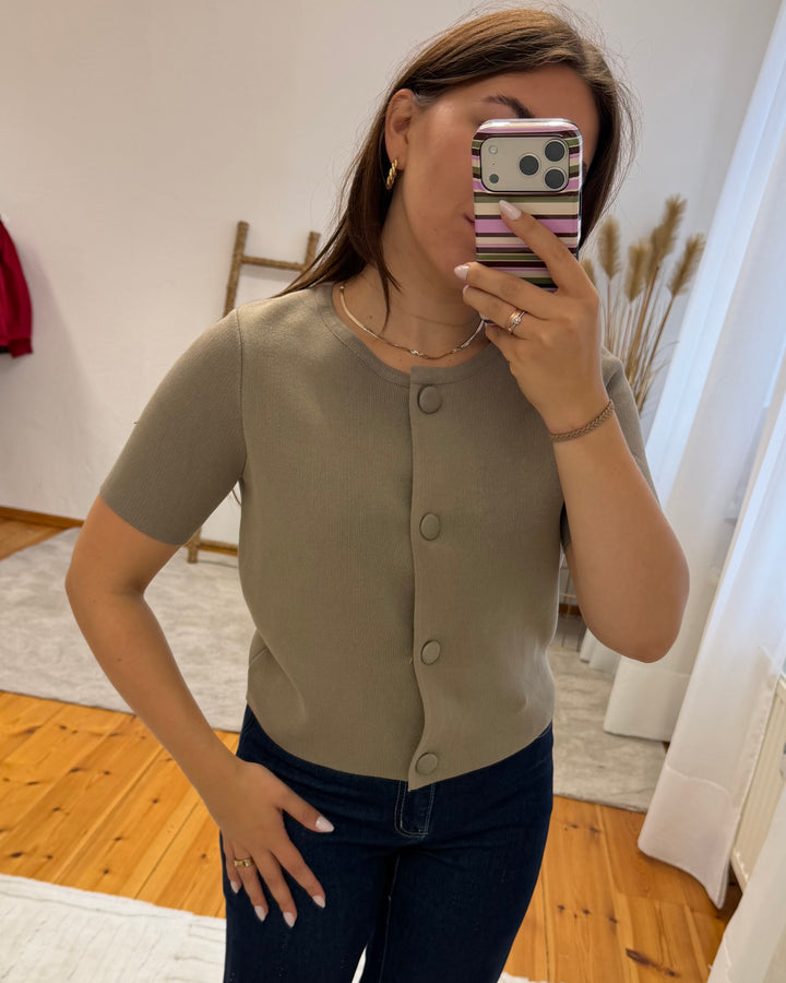 Kurzarm Cardigan mit Knöpfen