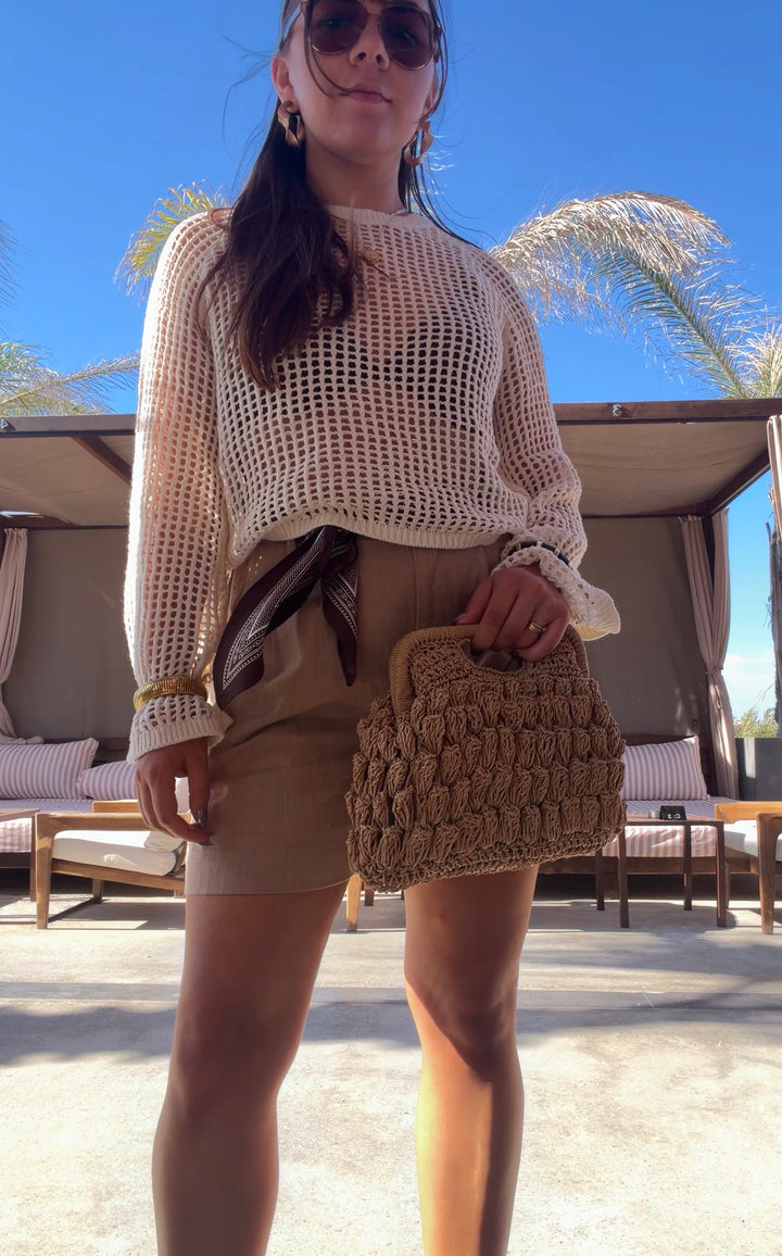 Linen Blend Shorts - Sand