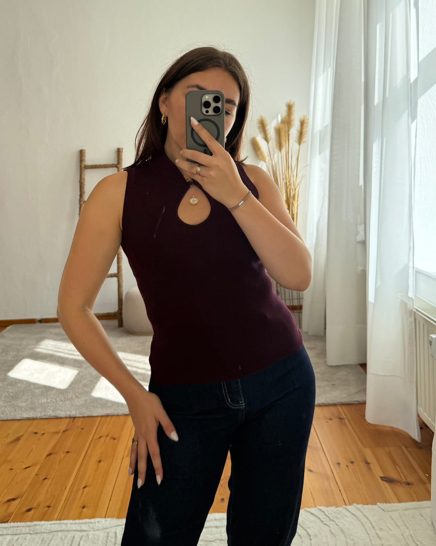 Rippstrick-Top mit Keyhole