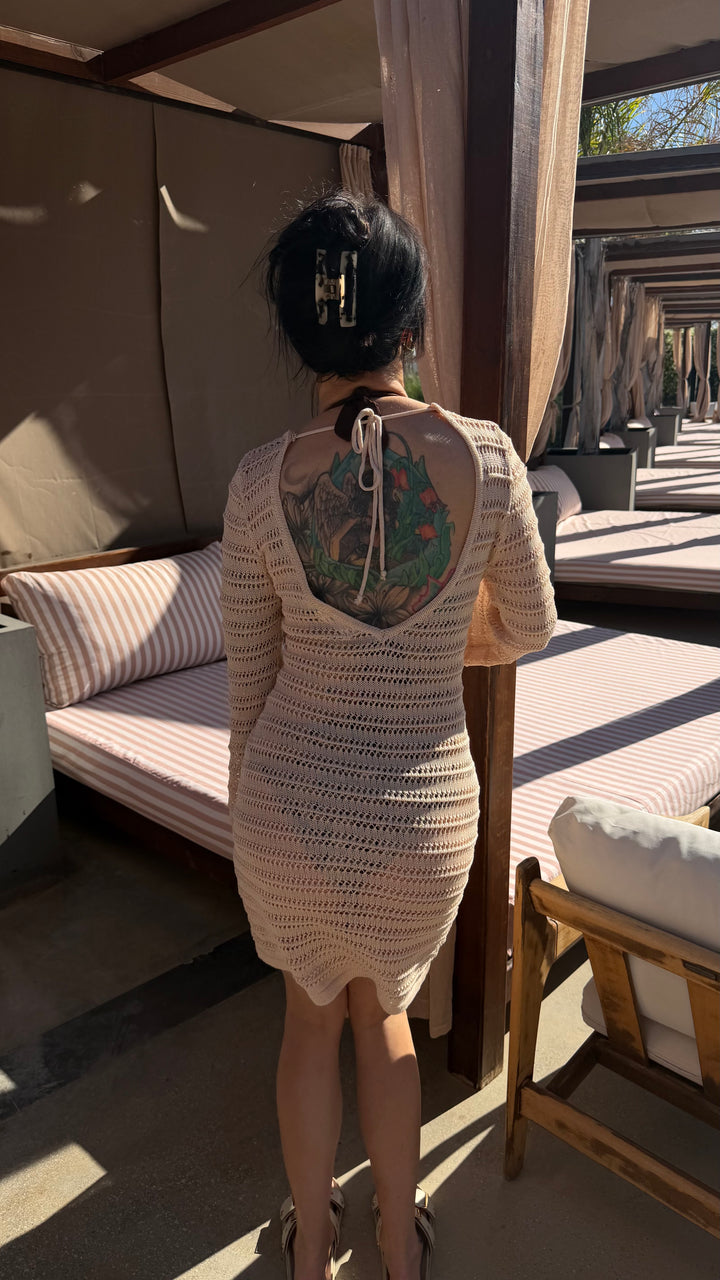 Crochet Mini-Kleid Sand