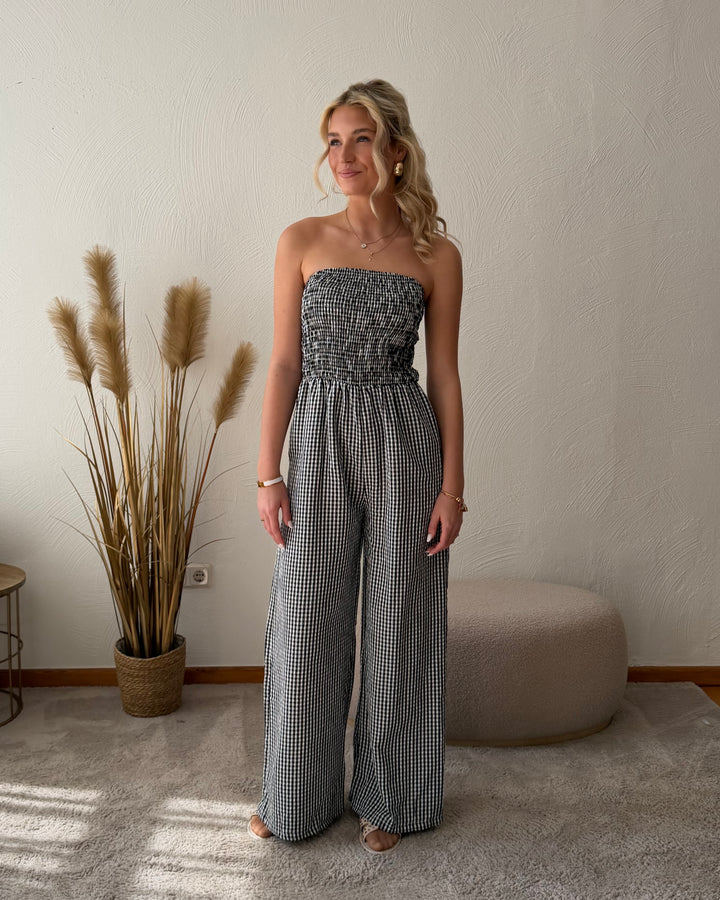 Jumpsuit Vichy Schwarz-Weiß
