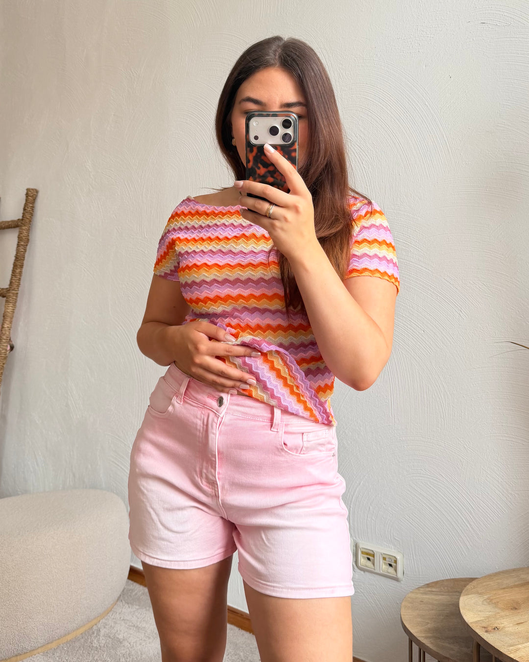 Jeans Shorts Pink — High Waist