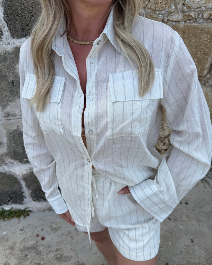 Hemd Creme — Nadelstreifen Oversized
