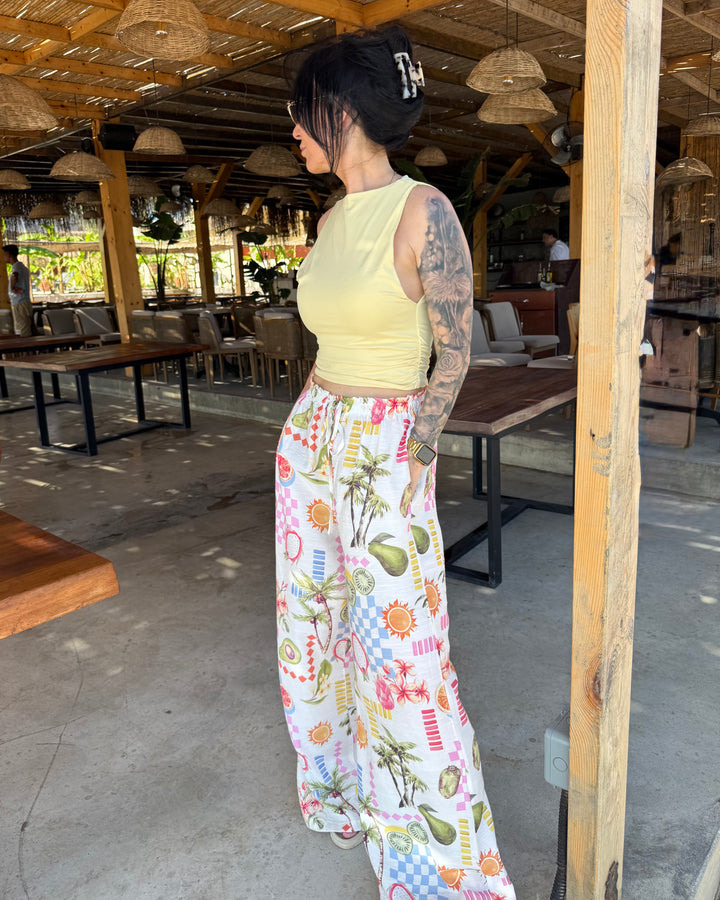 Tropical Wide Leg Pants