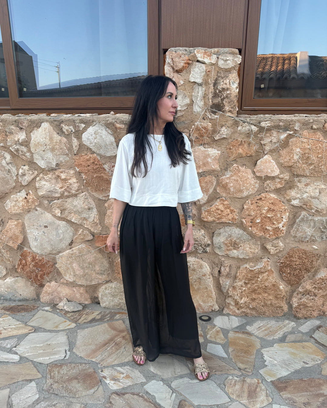 Linen Blend Tie Top