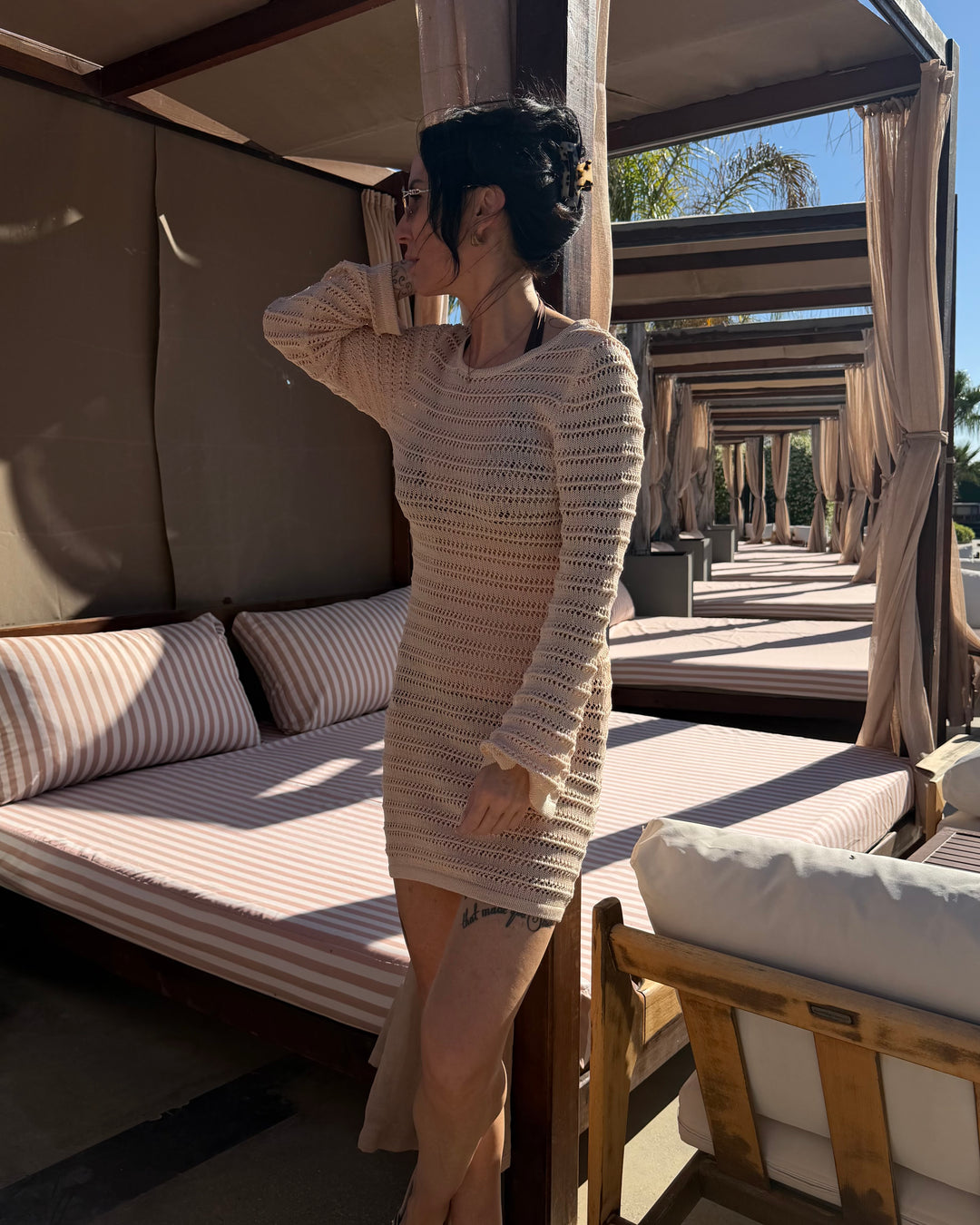 Crochet Mini-Kleid Sand