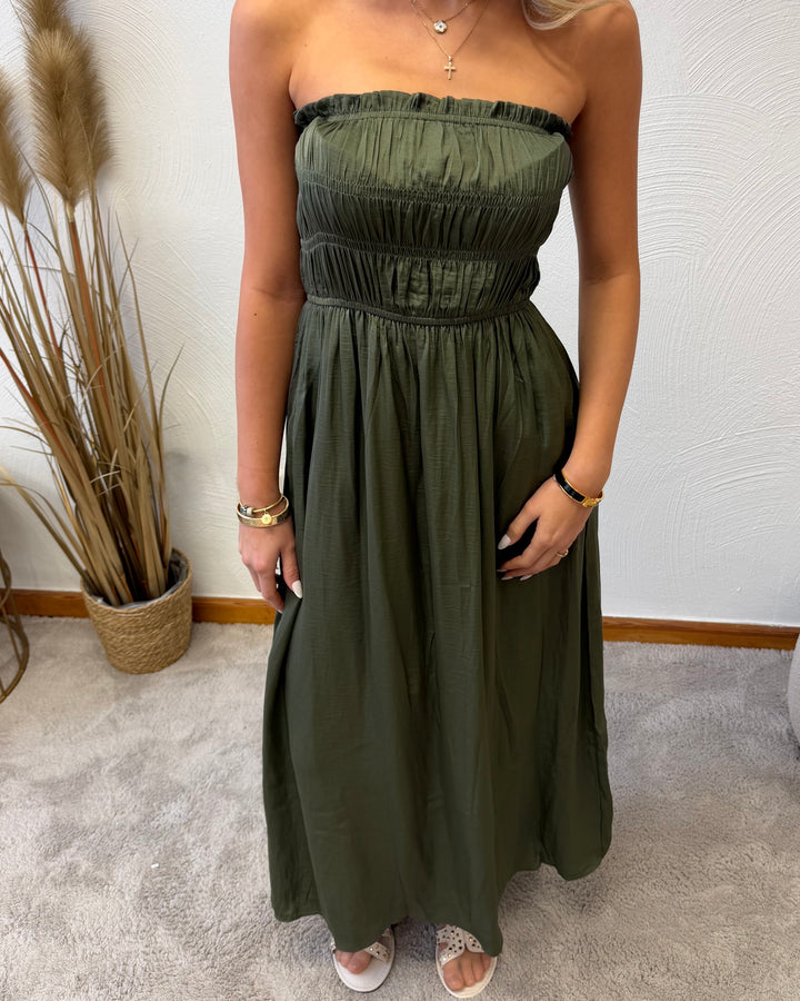 Bandeaukleid in Olive