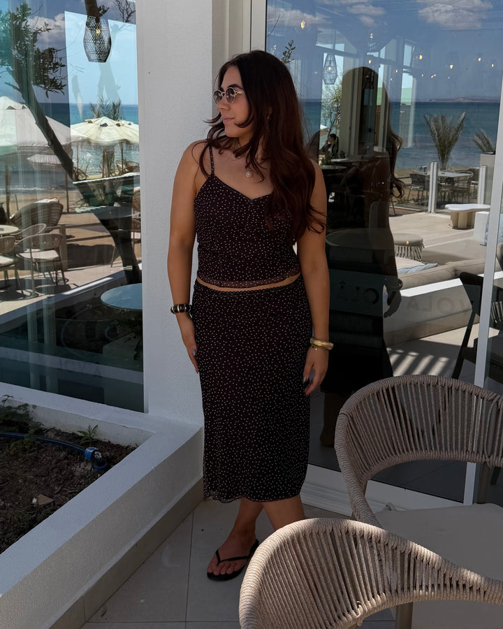 Mesh Polka Dot Midi Rock