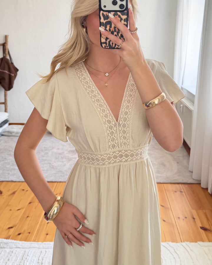 Boho Maxi-Kleid Creme