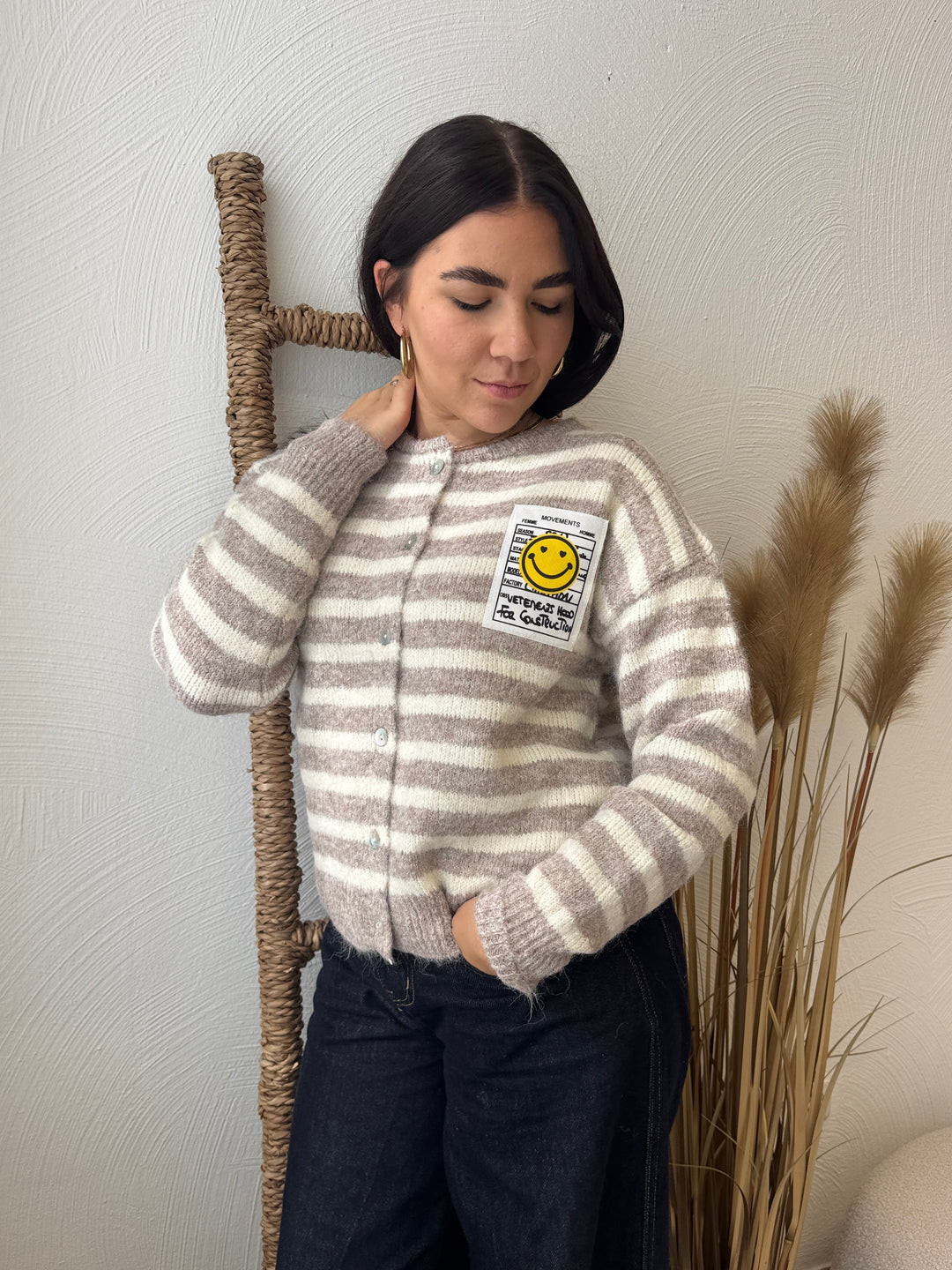 SMILE STRIPE CARDIGAN