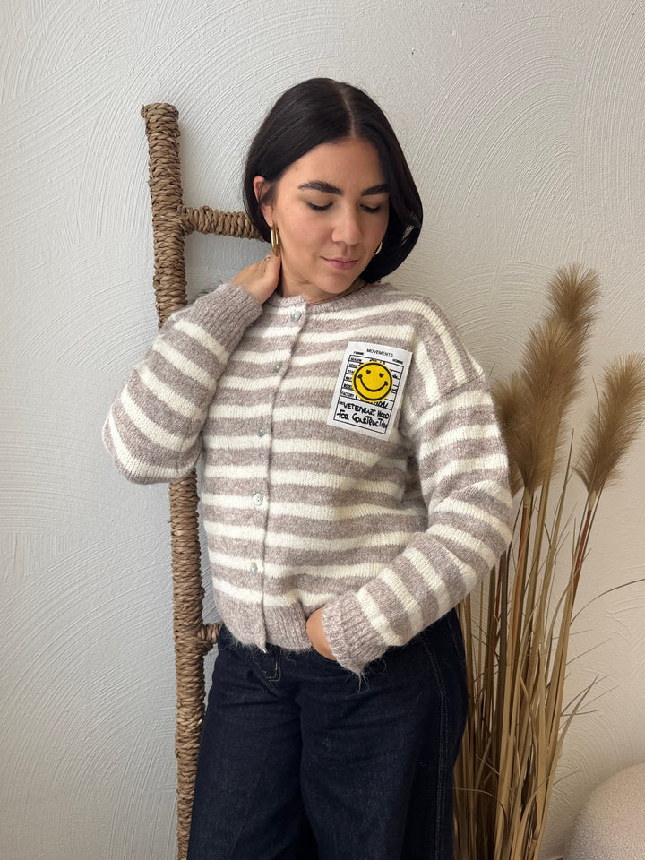 SMILE STRIPE CARDIGAN
