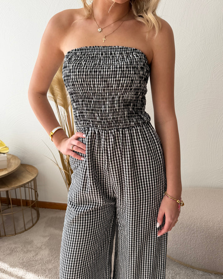 Jumpsuit Vichy Schwarz-Weiß