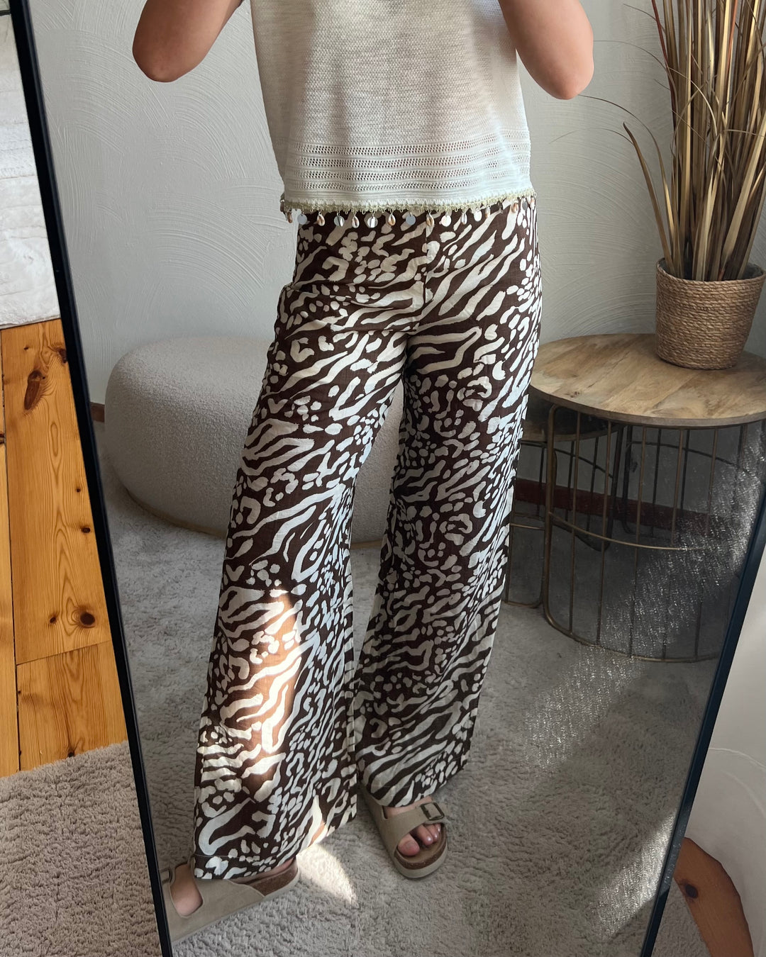Animal-Print weite Hose