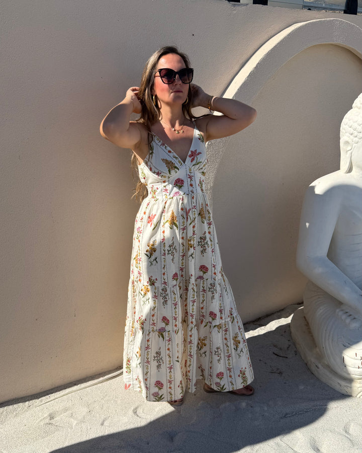 Wildflower Baumwoll Maxi Dress – Cream