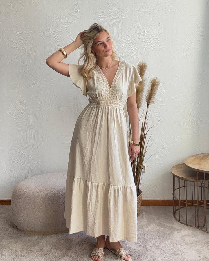Boho Maxi-Kleid Creme