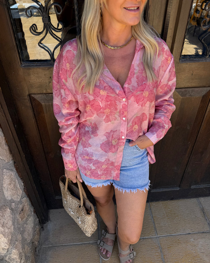 Blumenbluse Rosa
