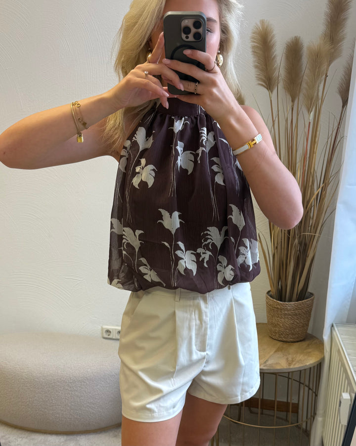 Lily Bluse - Halterneck Bluse Braun
