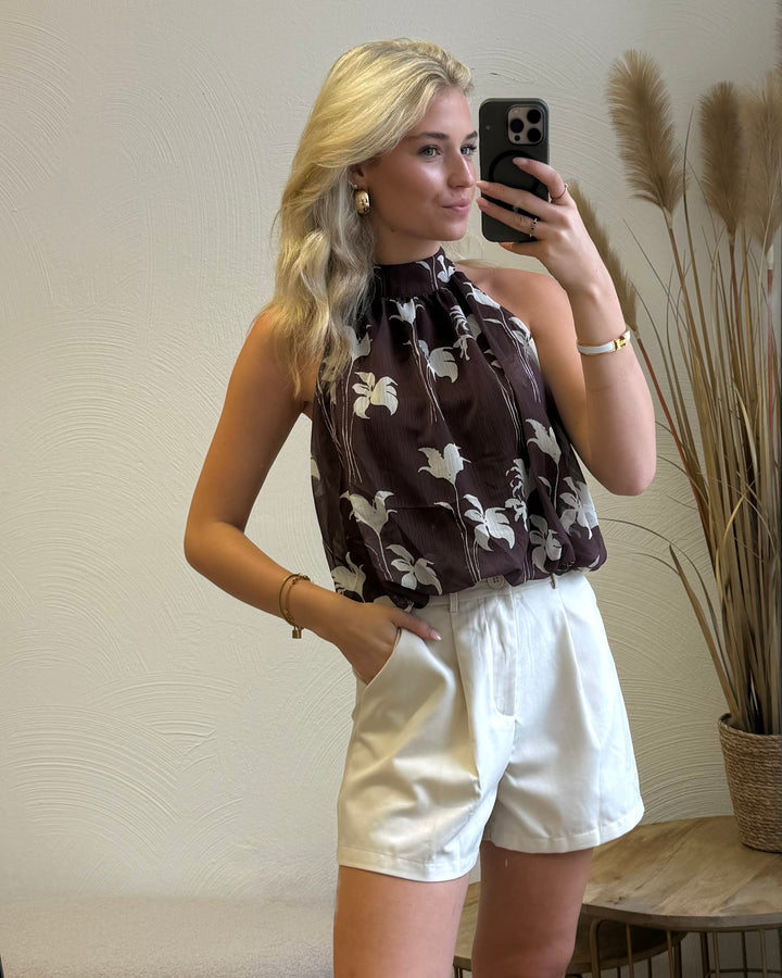 Lily Bluse - Halterneck Bluse Braun