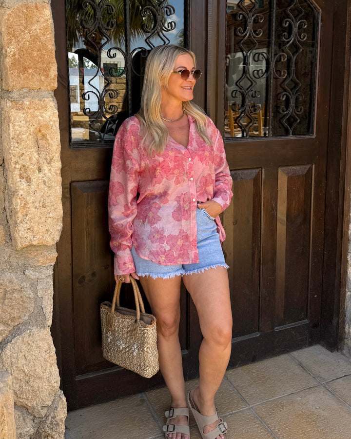 Blumenbluse Rosa