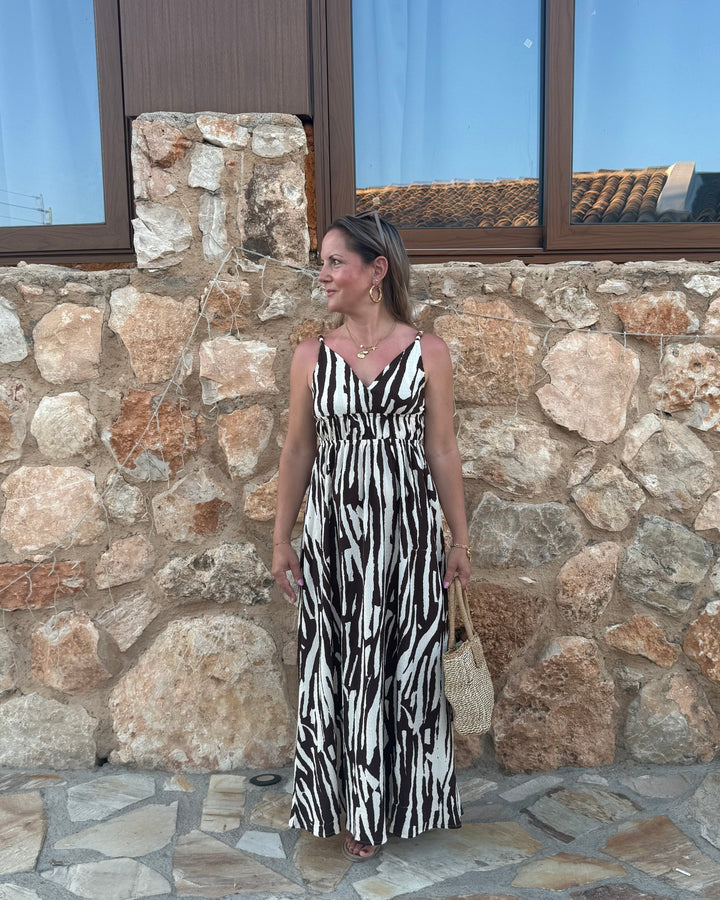 Zebra Print Maxi Kleid