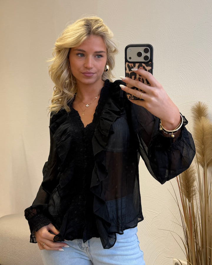 BLACK RUFFLE Bluse