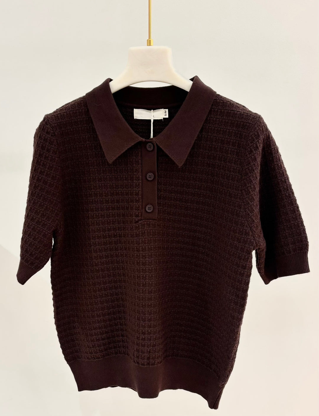 Espresso Strick-Poloshirt
