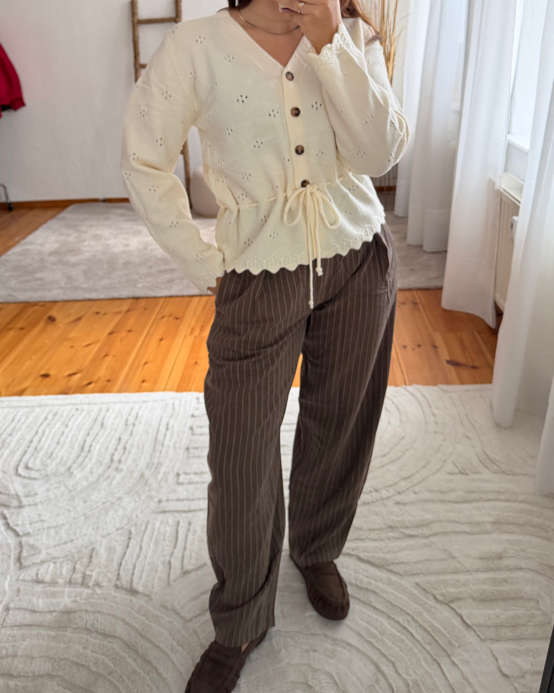 Nadelstreifen-Hose mit Bundfalten