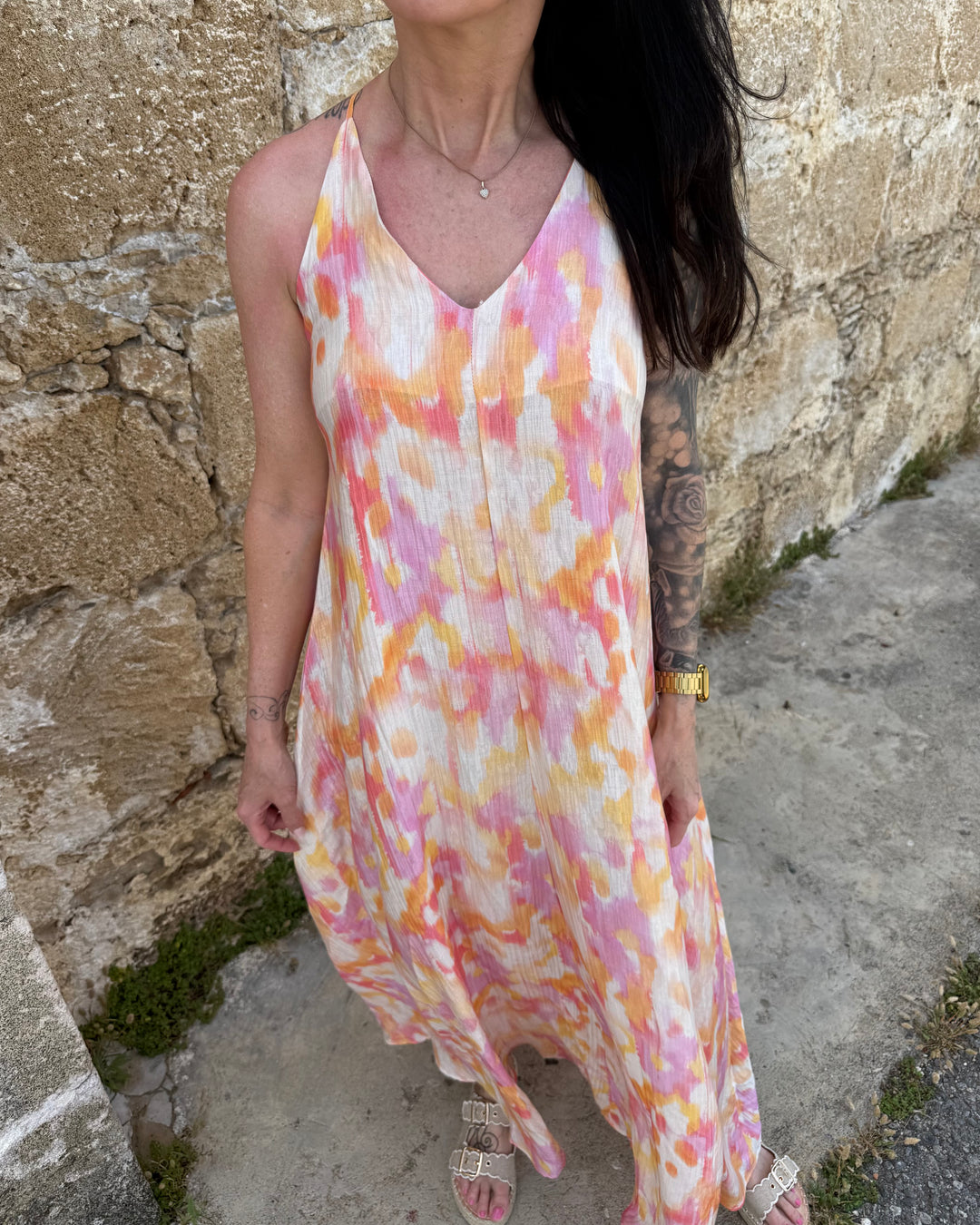 Sunset Maxi Dress – Watercolor Print