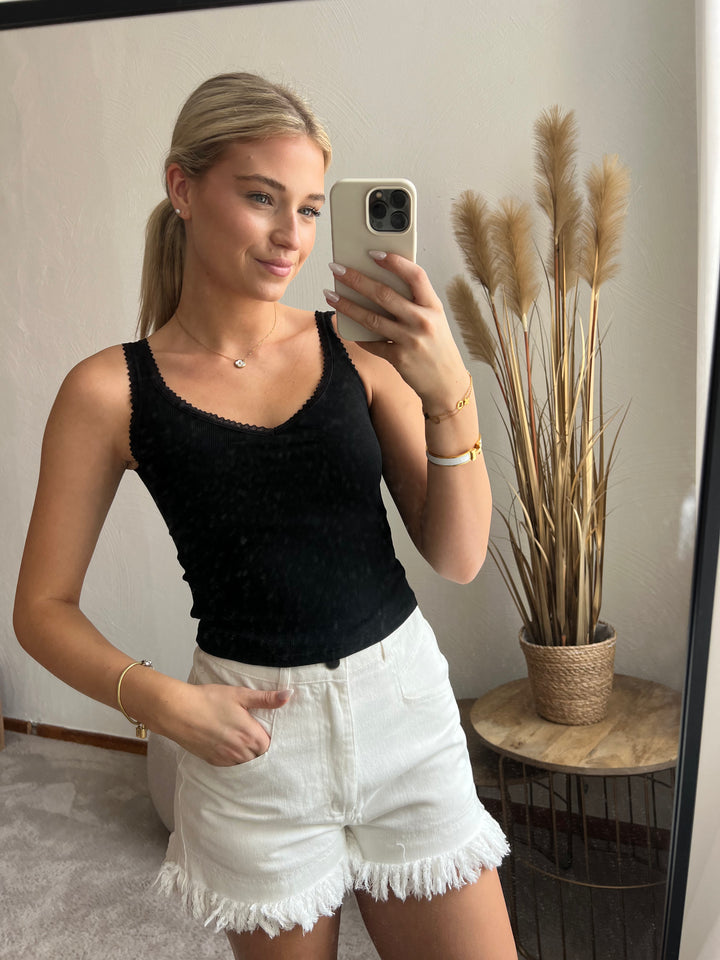 Ripp Tank Top mit integriertem BH – Sommertop 5 Farben