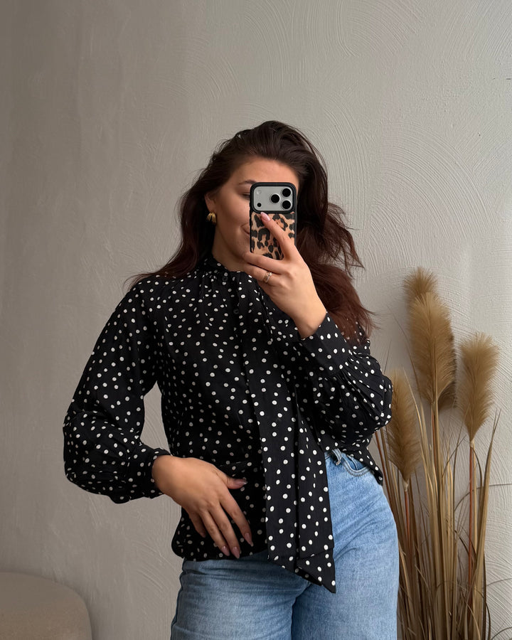 Polka Bow Bluse