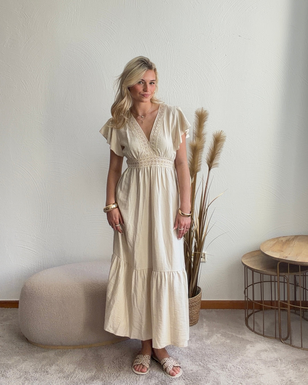 Boho Maxi-Kleid Creme