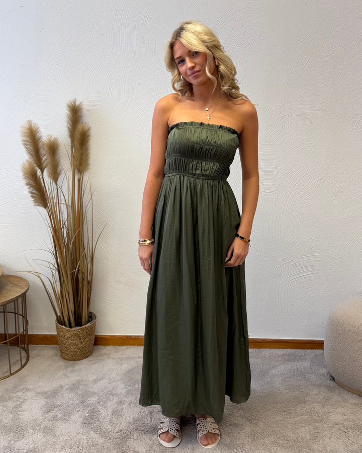 Bandeaukleid in Olive