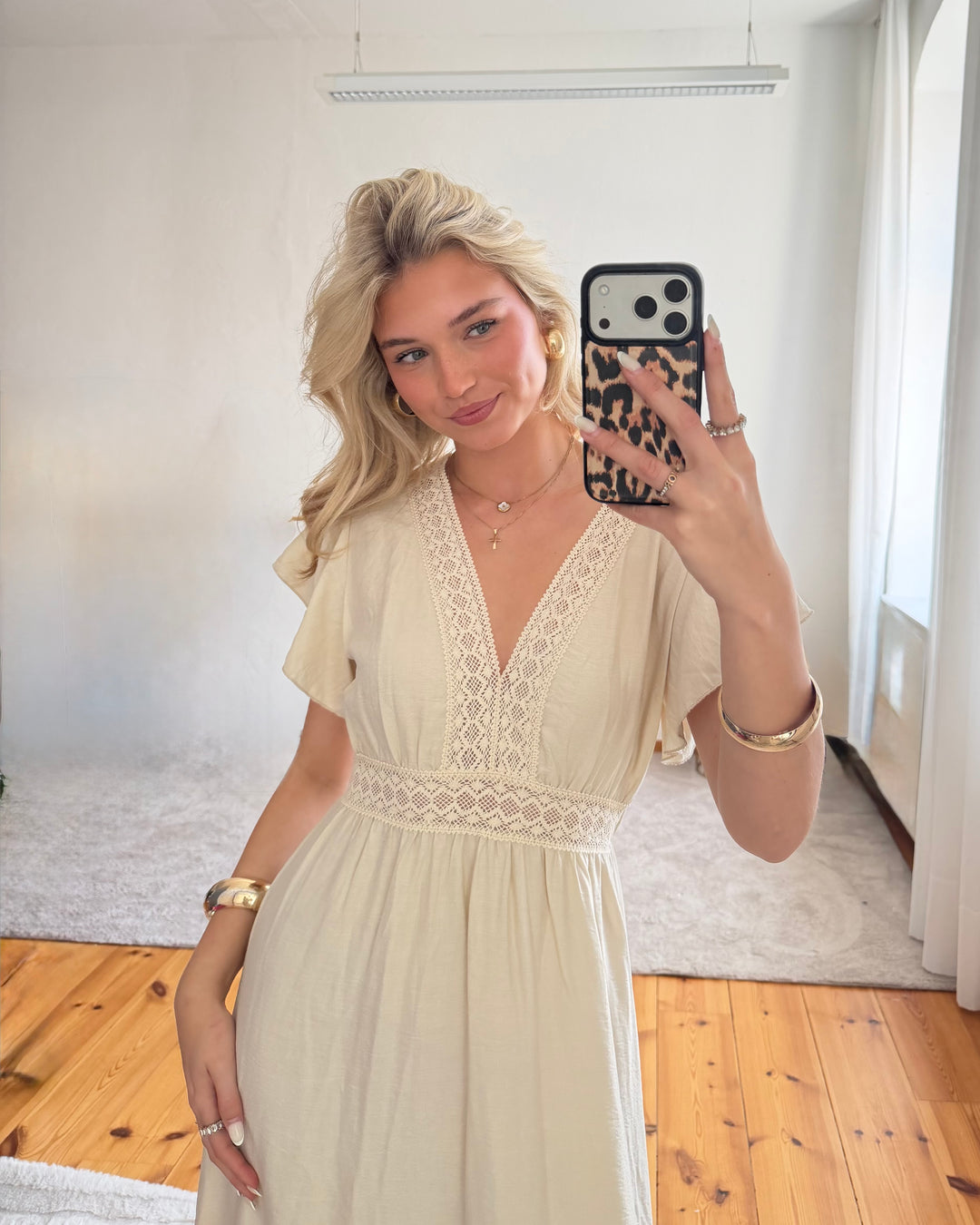 Boho Maxi-Kleid Creme