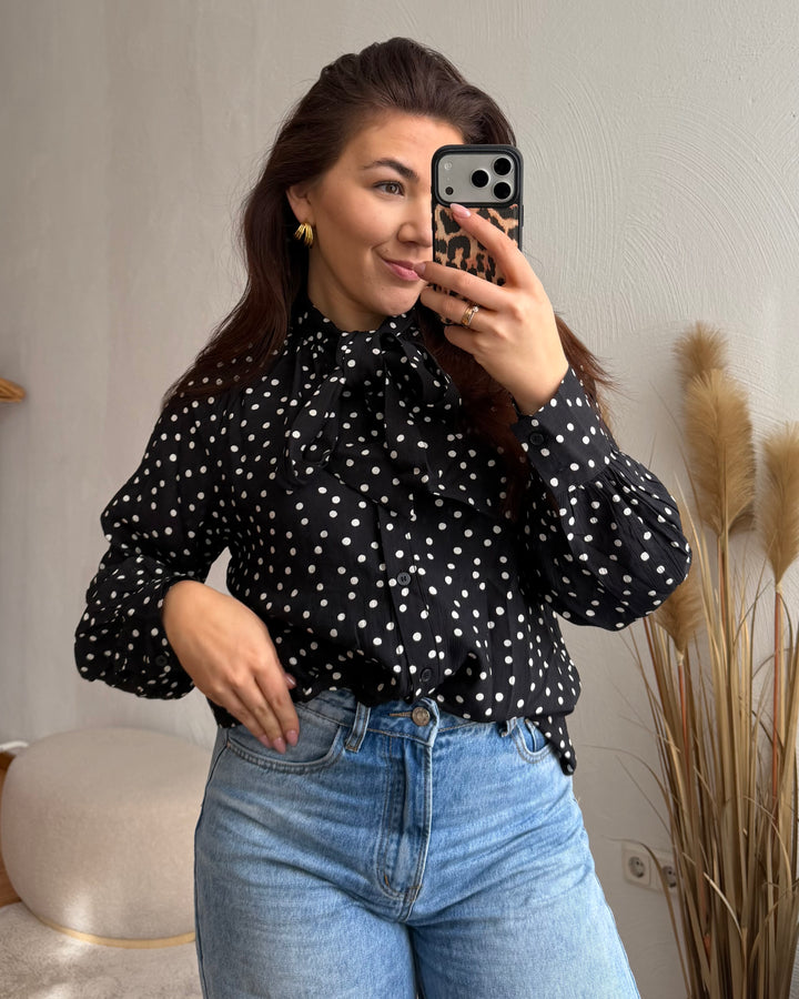 Polka Bow Bluse