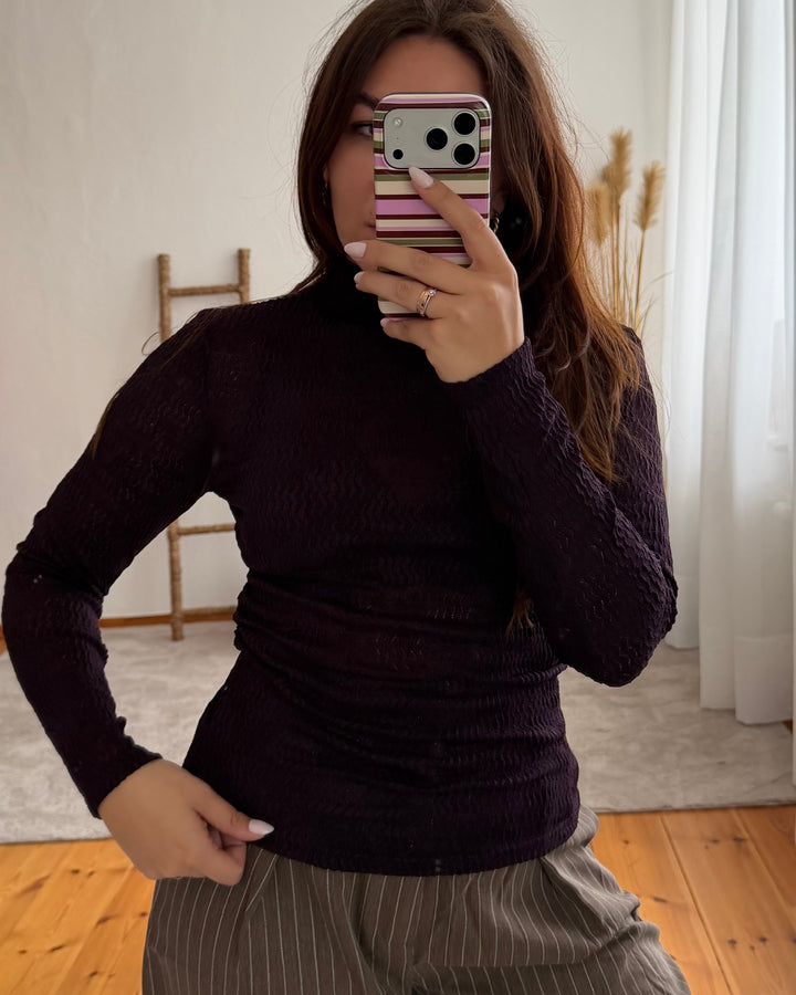 Struktur-Longsleeve mit Stehkragen verschiedene Farben