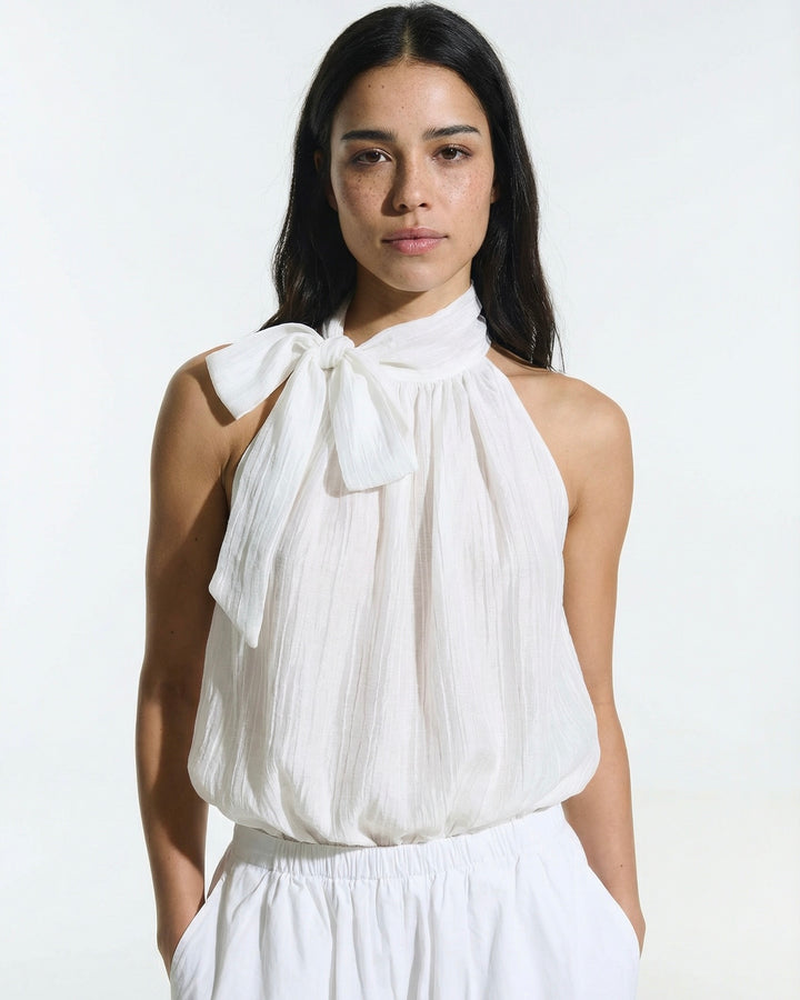Halter Bow Top – White