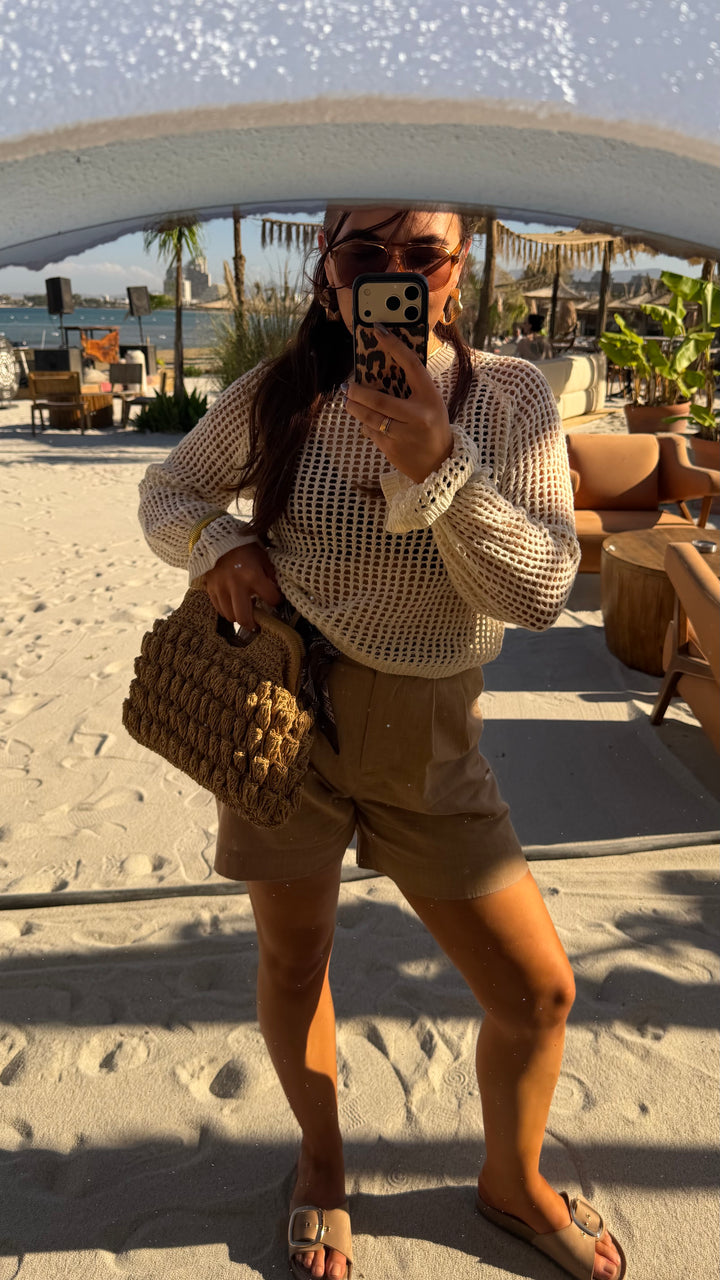 Linen Blend Shorts - Sand
