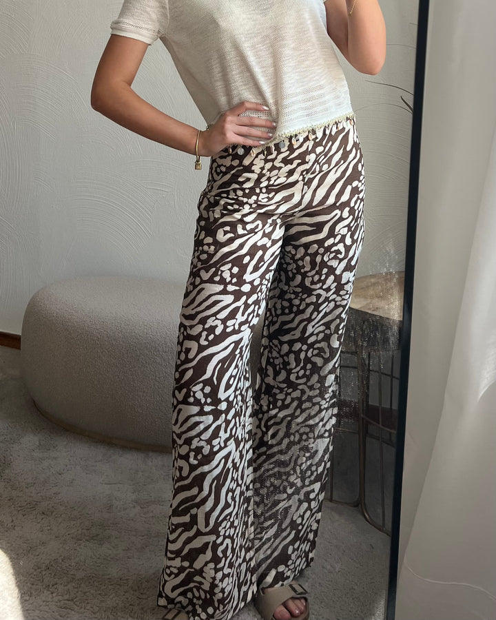 Animal-Print weite Hose