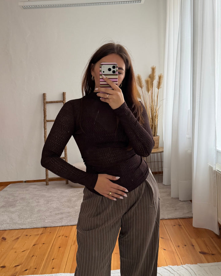 Struktur-Longsleeve mit Stehkragen verschiedene Farben