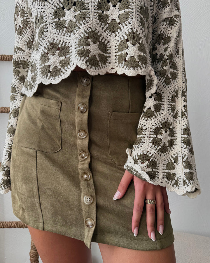 OLIVE SUEDE - SKIRT