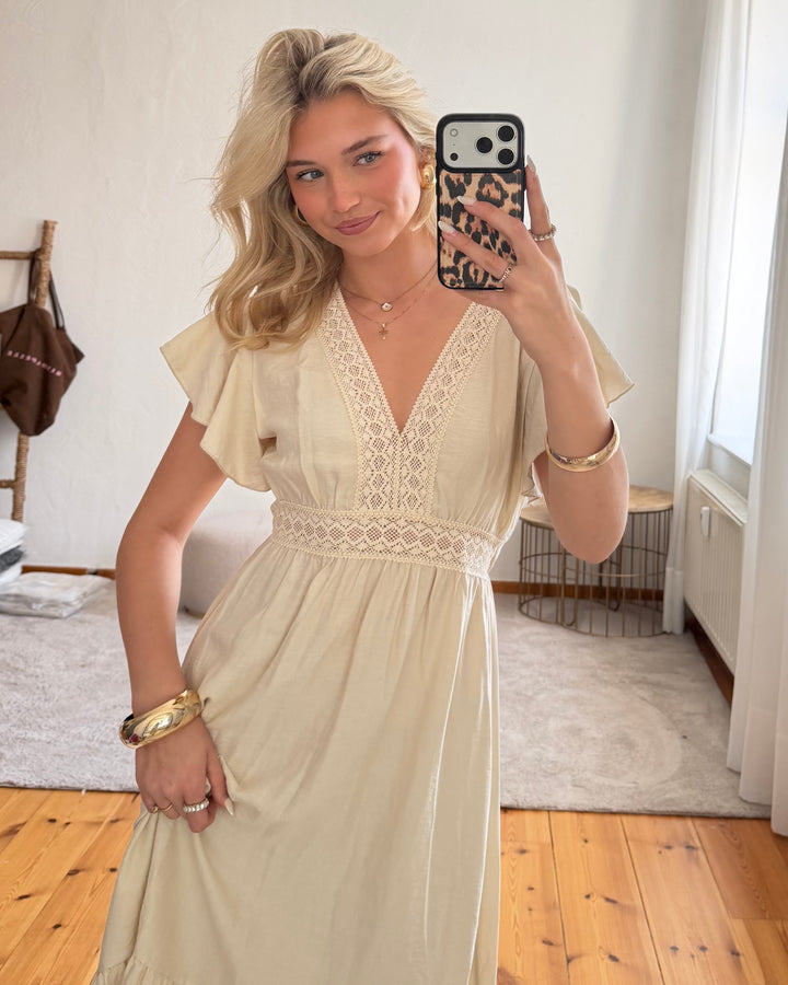 Boho Maxi-Kleid Creme